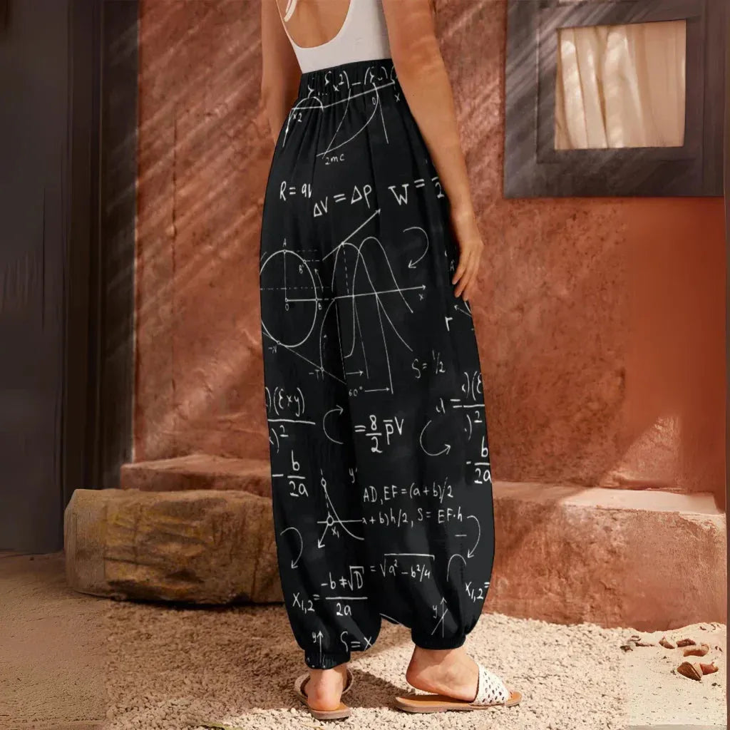 Sacred Geometry Harem Style Trousers in Black