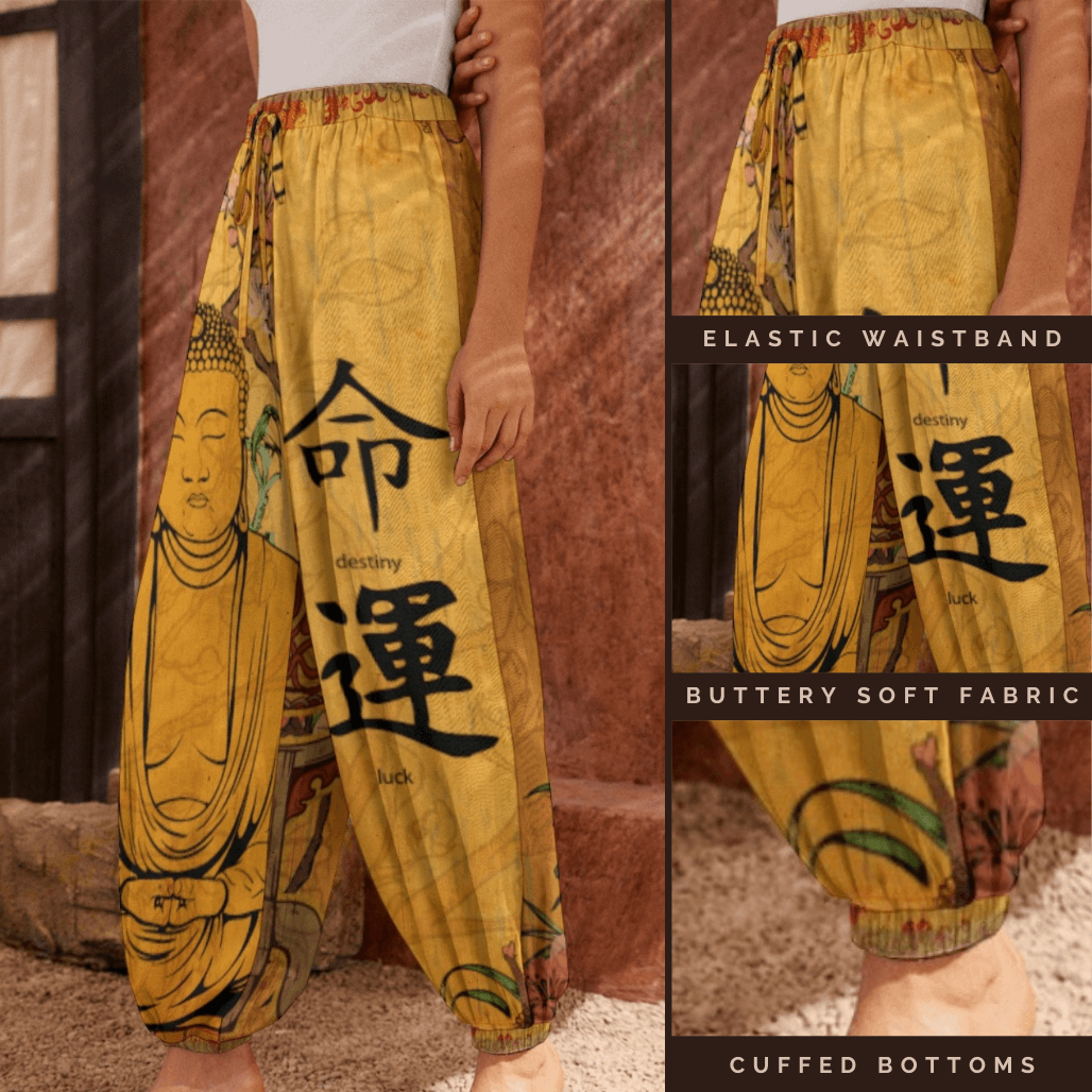 SAKURA BLOSSOMS MEDITATING BUDDHA YOGA PANTS - Women Buddha