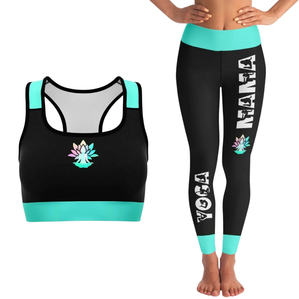 Seafoam Lotus Yoga Pant Set For Women - XS / XS