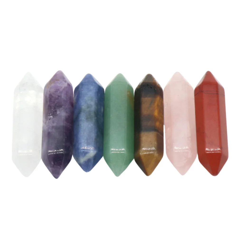 Seven Chakra Meditation Stones Set For Healing Rituals - Hexagonal Shape 7pcs Set