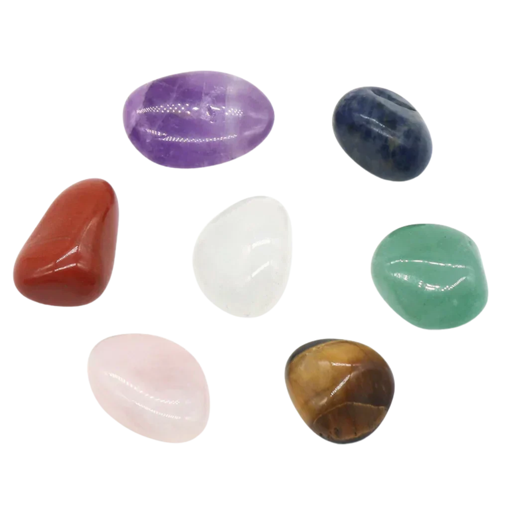 Seven Chakra Meditation Stones Set For Healing Rituals - Irregular Shape 7pcs Set