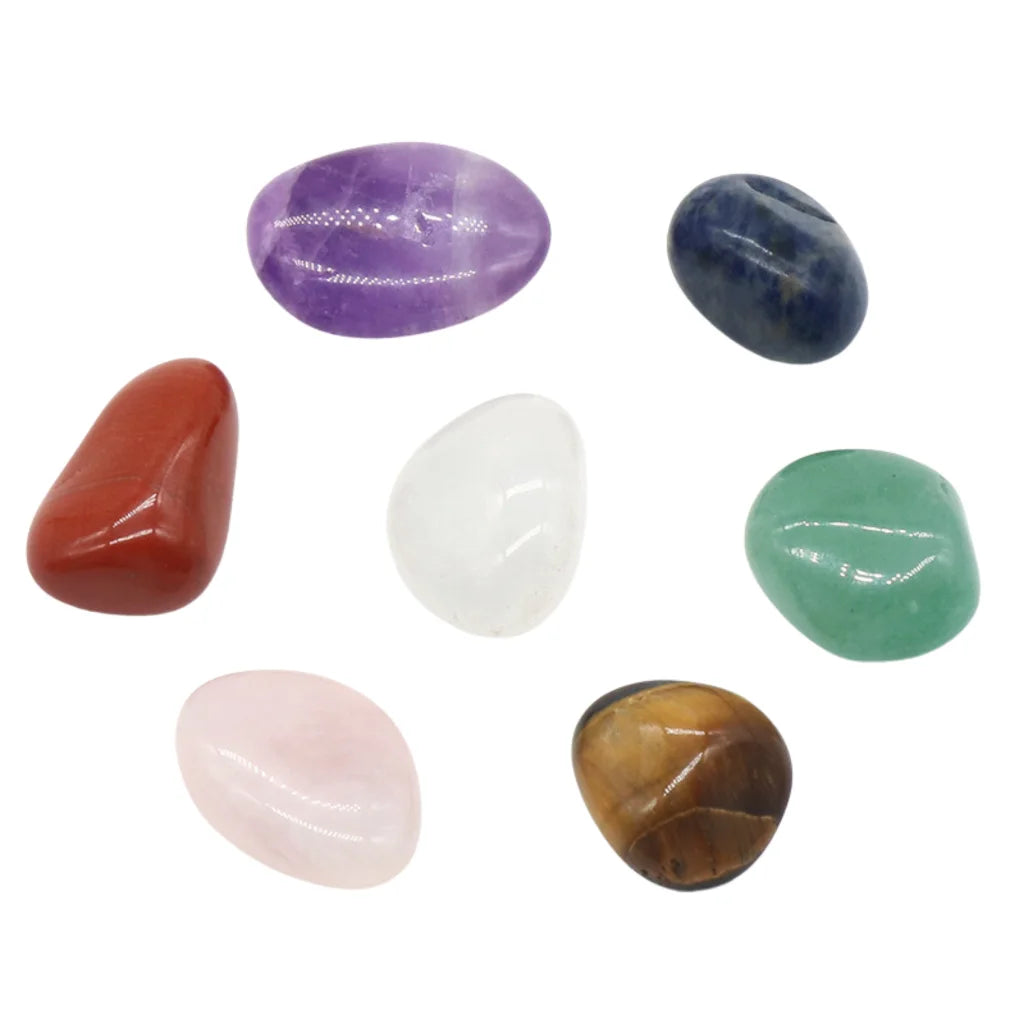 Seven Chakra Meditation Stones Set For Healing Rituals - Irregular Shape 7pcs Set