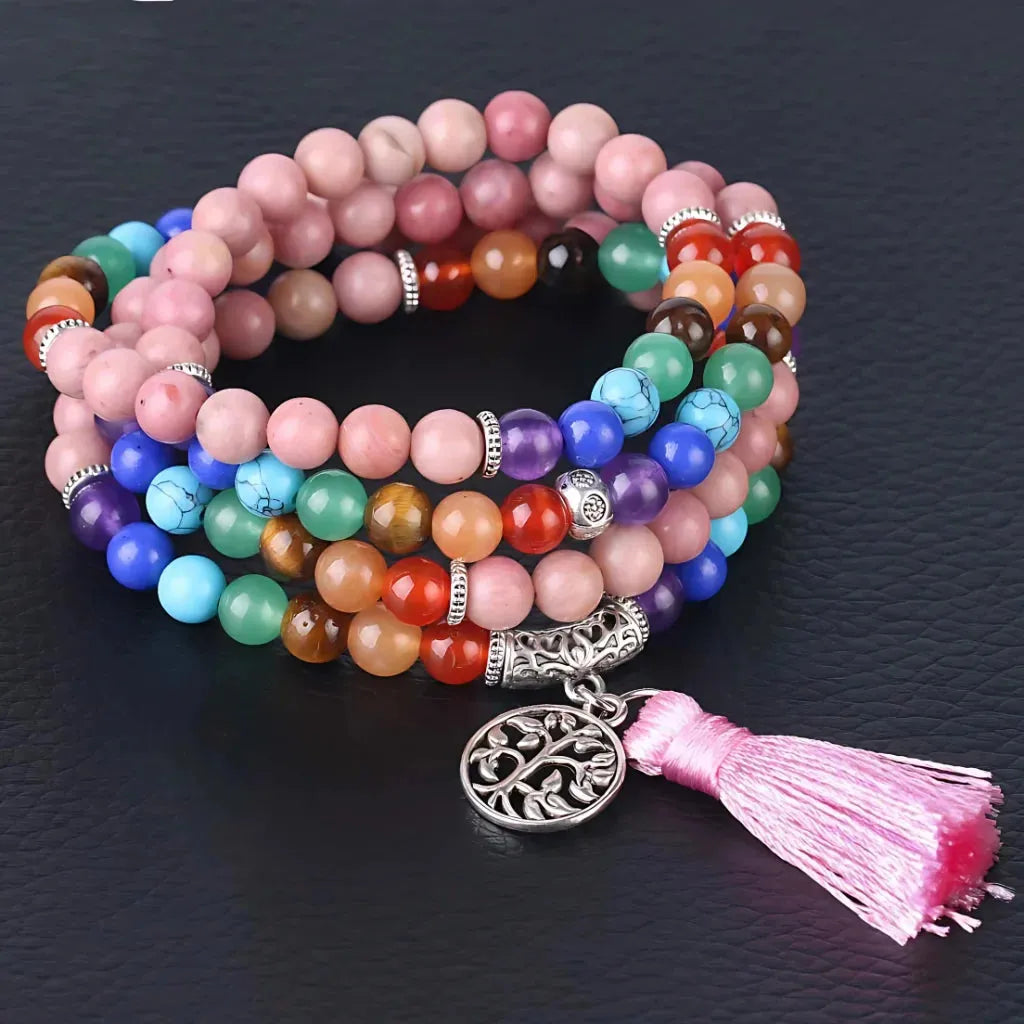 Seven Chakra Wrap Around Bracelet - Pink