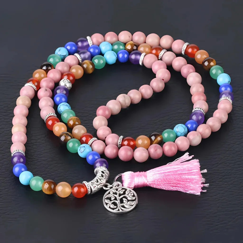 Seven Chakra Wrap Around Bracelet - Pink