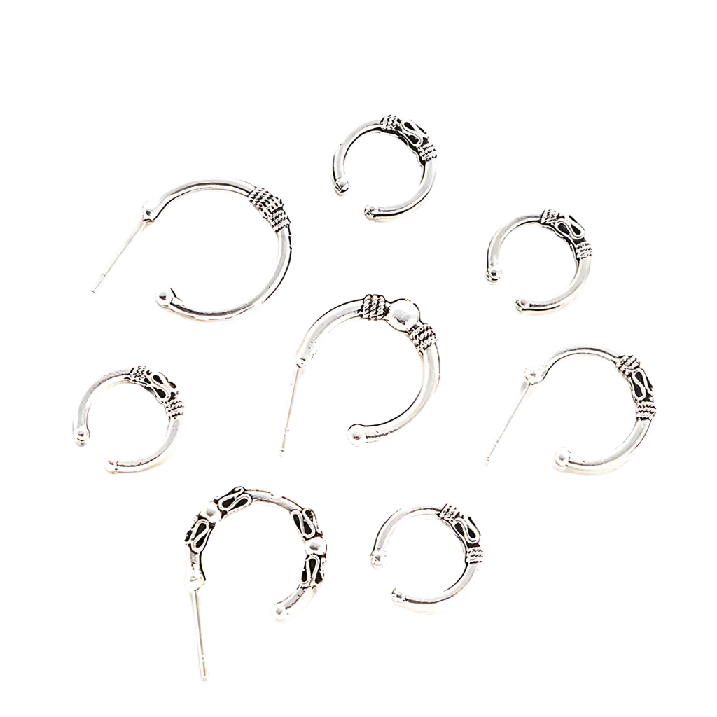 Silver Fusion Boho Hoops Earring Set - Antique Silver / one size
