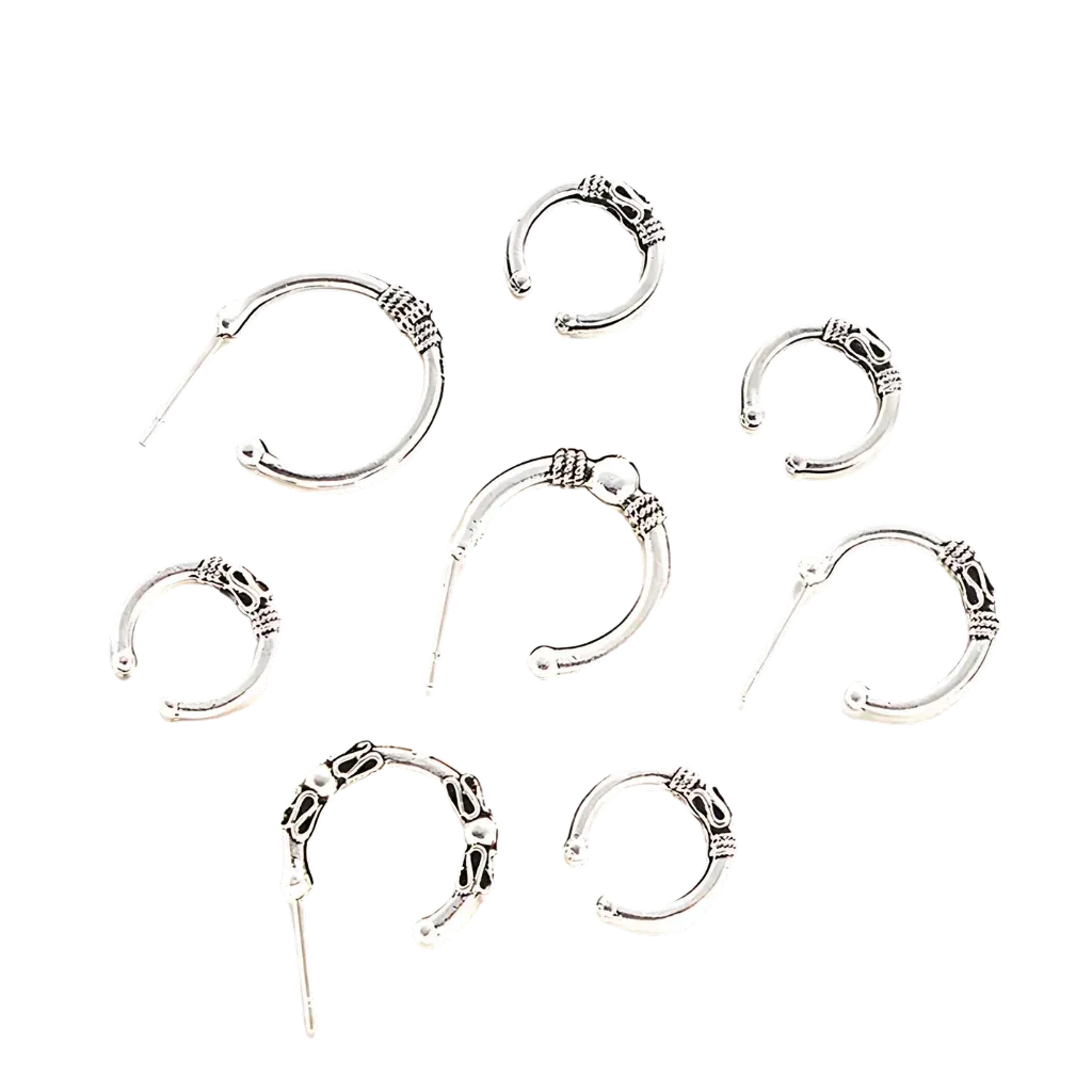 Silver Fusion Boho Hoops Earring Set - Antique Silver / one size