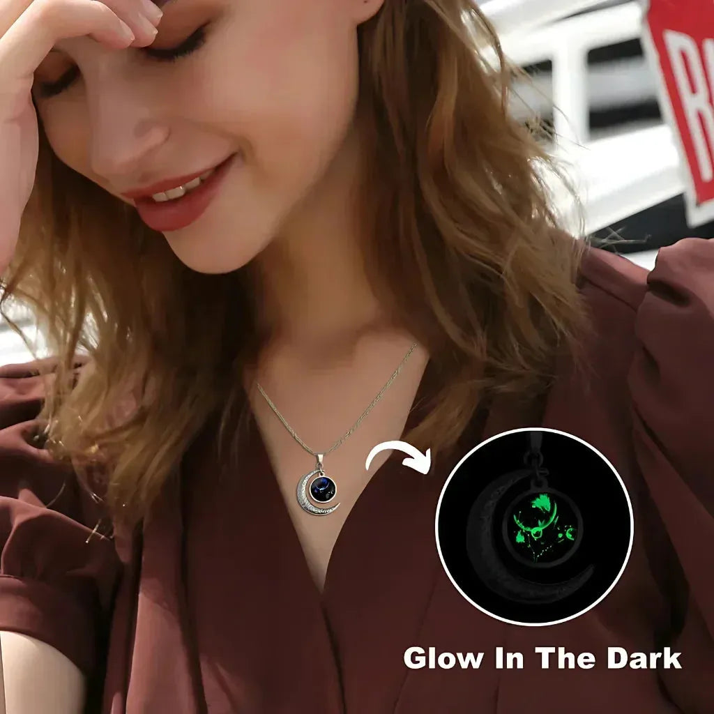 Silver Pendant Necklace With Celestial Zodiac Glow