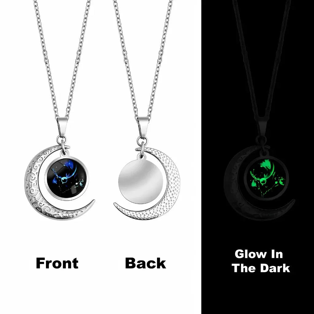 Silver Pendant Necklace With Celestial Zodiac Glow