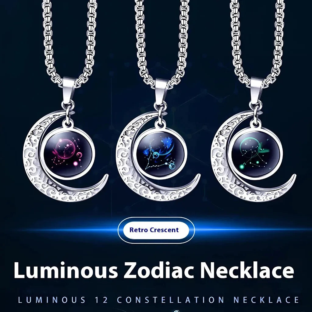 Silver Pendant Necklace With Celestial Zodiac Glow