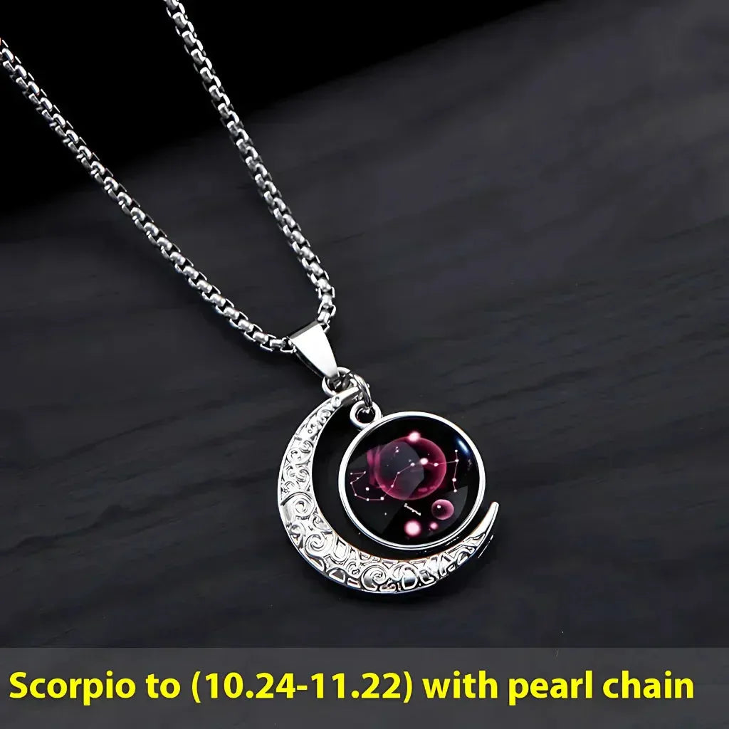 Silver Pendant Necklace With Celestial Zodiac Glow - Sagittarius