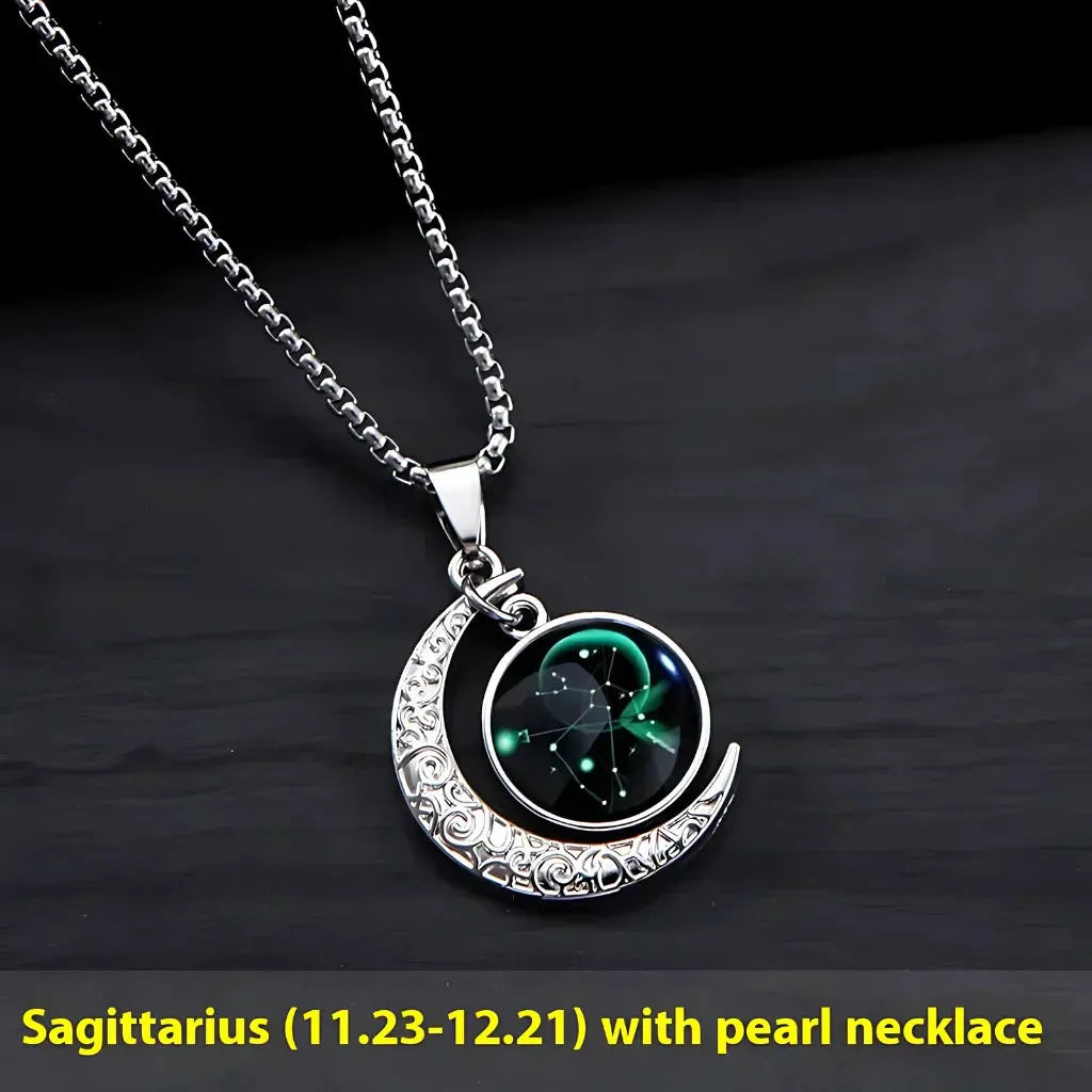 Silver Pendant Necklace With Celestial Zodiac Glow - The Archer
