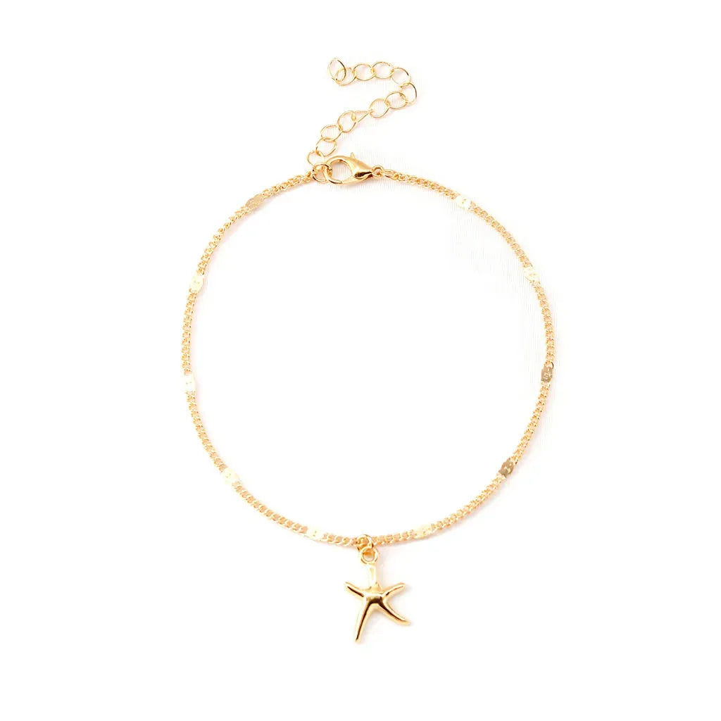 Silver Starfish Unique Ankle Bracelets For Boho Souls - Gold