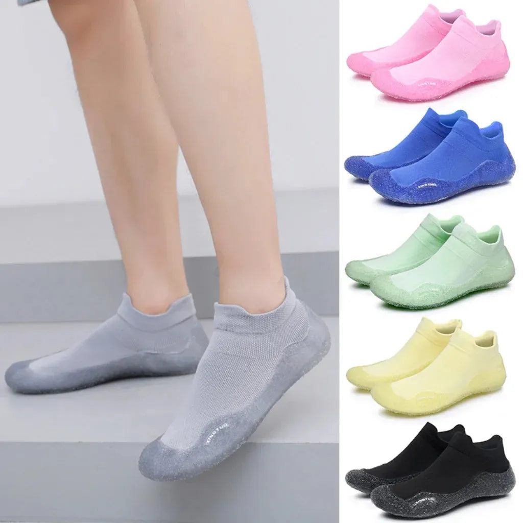 Slip On Yoga Shoes With Knitted Uppers And Grip Sole