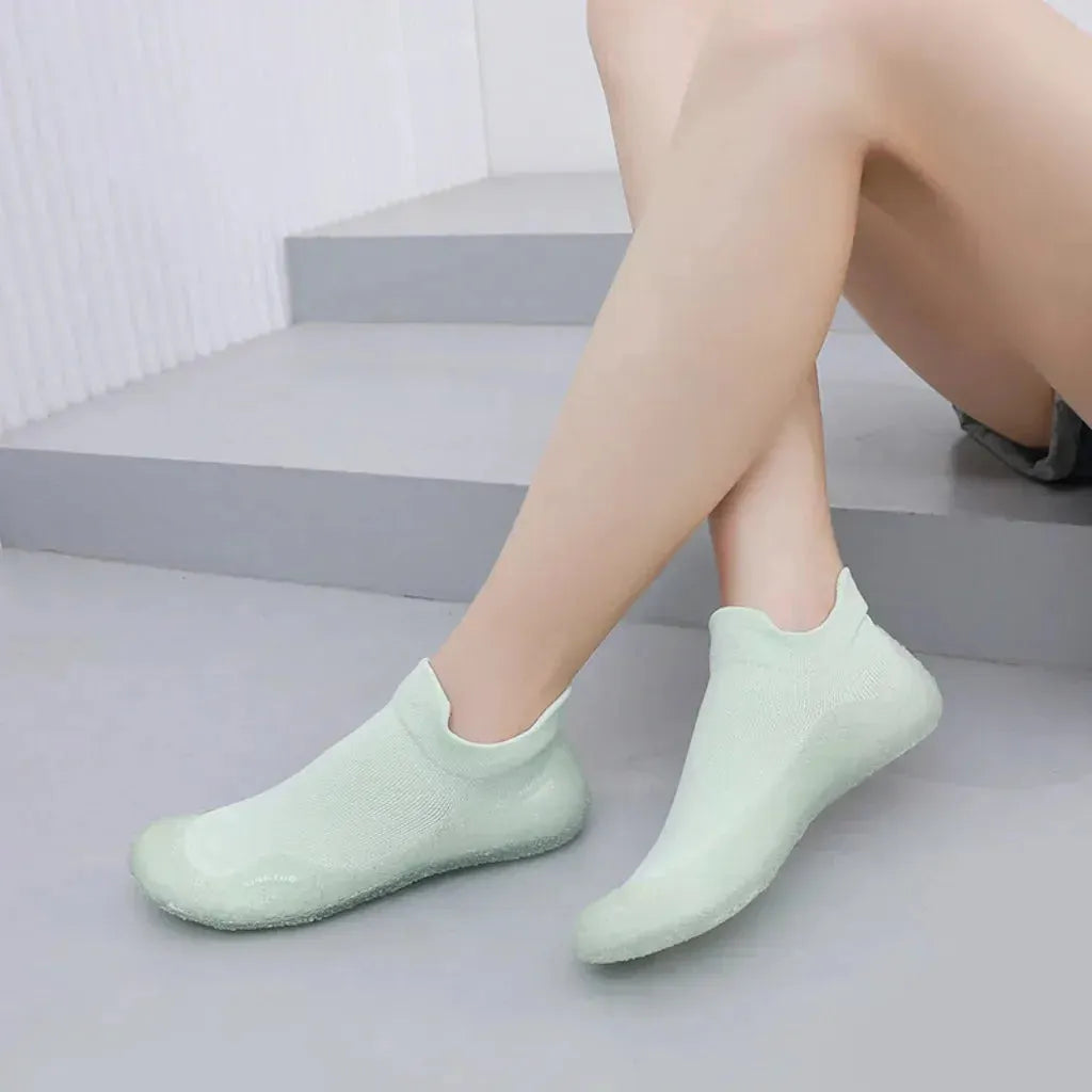 Slip On Yoga Shoes With Knitted Uppers And Grip Sole