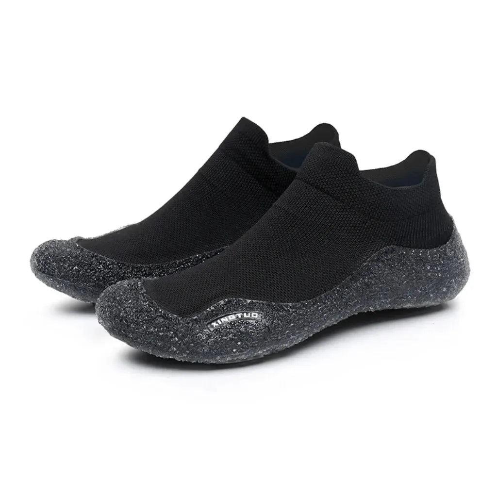Slip On Yoga Shoes With Knitted Uppers And Grip Sole - Black / 35-36
