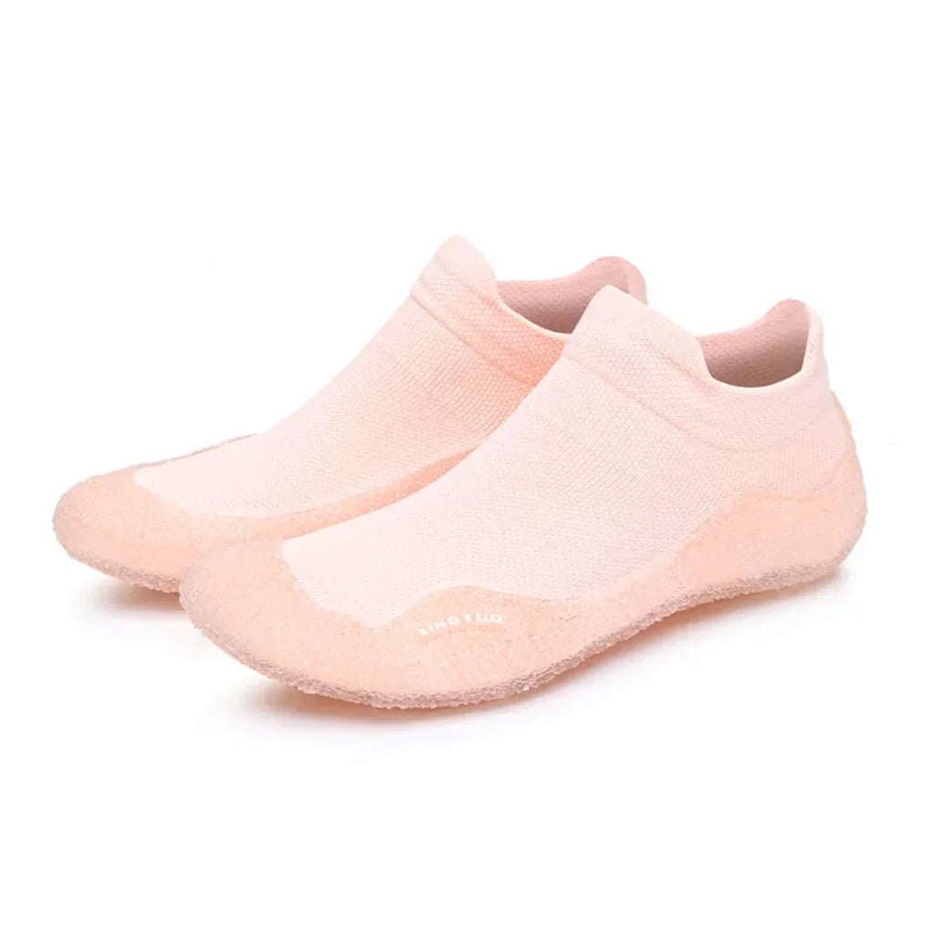 Slip On Yoga Shoes With Knitted Uppers And Grip Sole - Candy Pink / 35-36