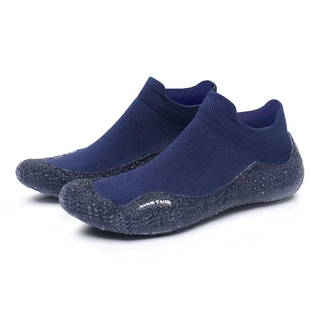 Slip On Yoga Shoes With Knitted Uppers And Grip Sole - Dark Blue / 35-36