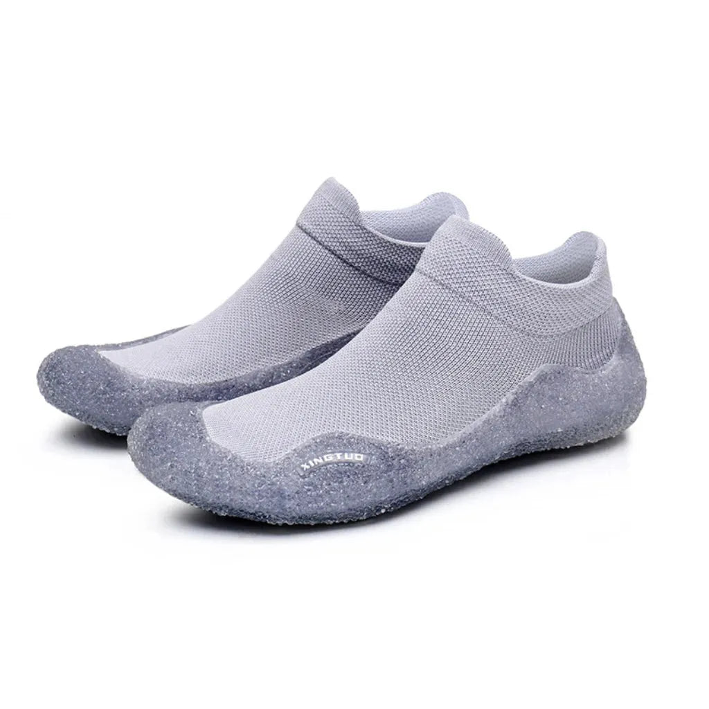Slip On Yoga Shoes With Knitted Uppers And Grip Sole - Gray / 35-36