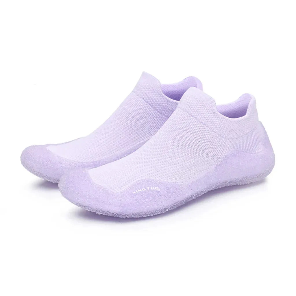 Slip On Yoga Shoes With Knitted Uppers And Grip Sole - Light Purple / 35-36