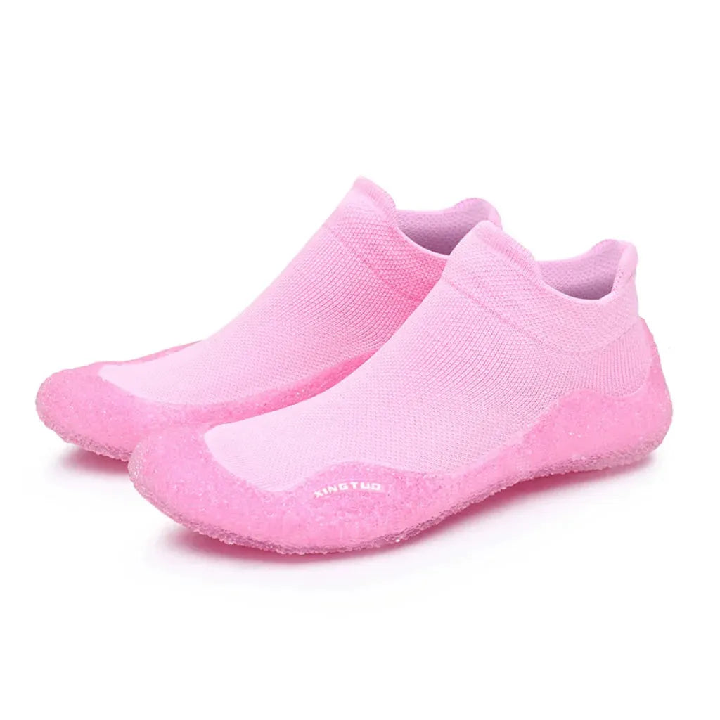 Slip On Yoga Shoes With Knitted Uppers And Grip Sole - Pink / 35-36