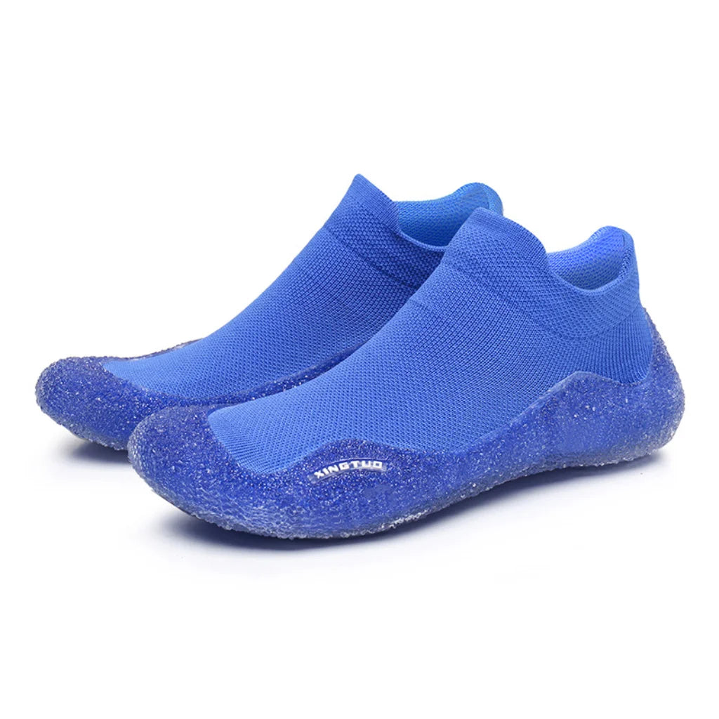 Slip On Yoga Shoes With Knitted Uppers And Grip Sole - Sapphire Blue / 35-36