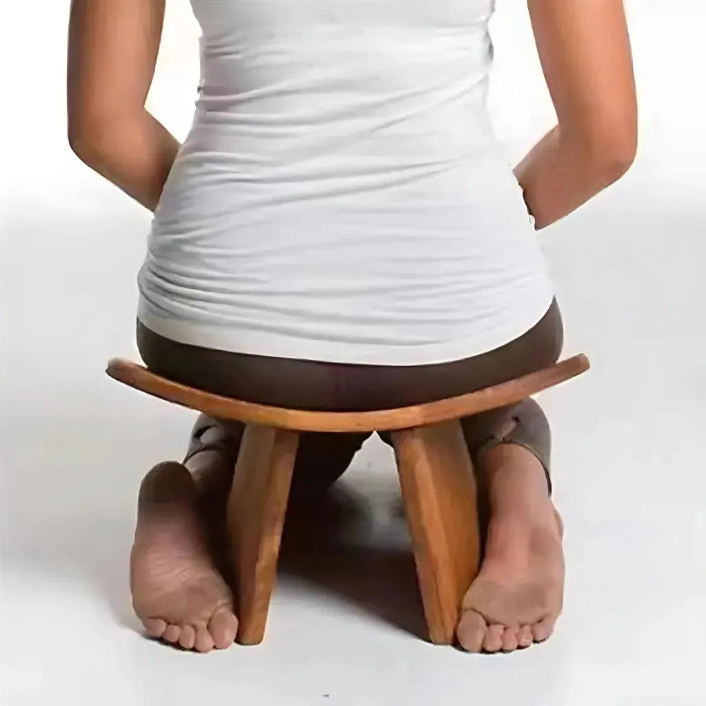 Solid Wood Meditation Seat For Grounded Posture - Dark Brown