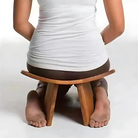 Solid Wood Meditation Seat For Grounded Posture - Dark Brown