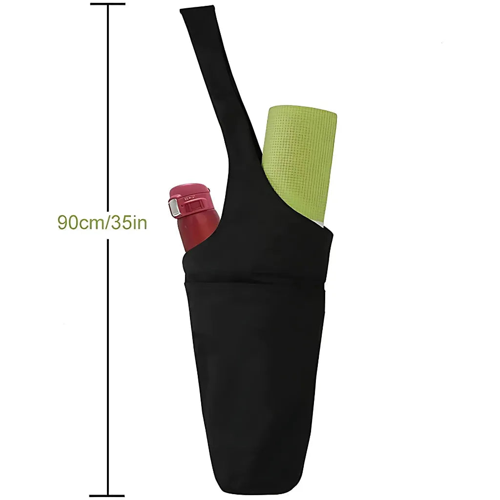 Spacious Yoga Mat Tote Bag With Multi Pockets - Black