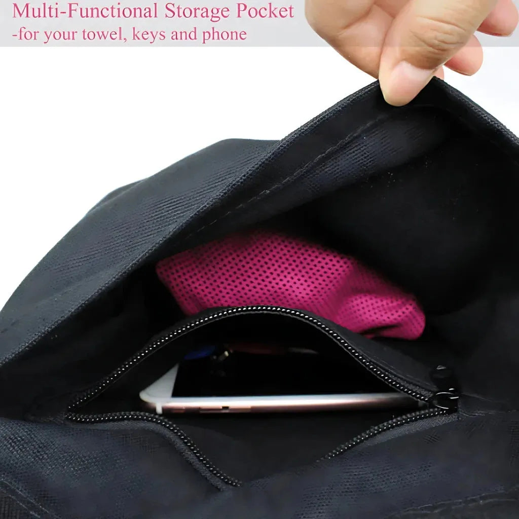 Spacious Yoga Mat Tote Bag With Multi Pockets - Black