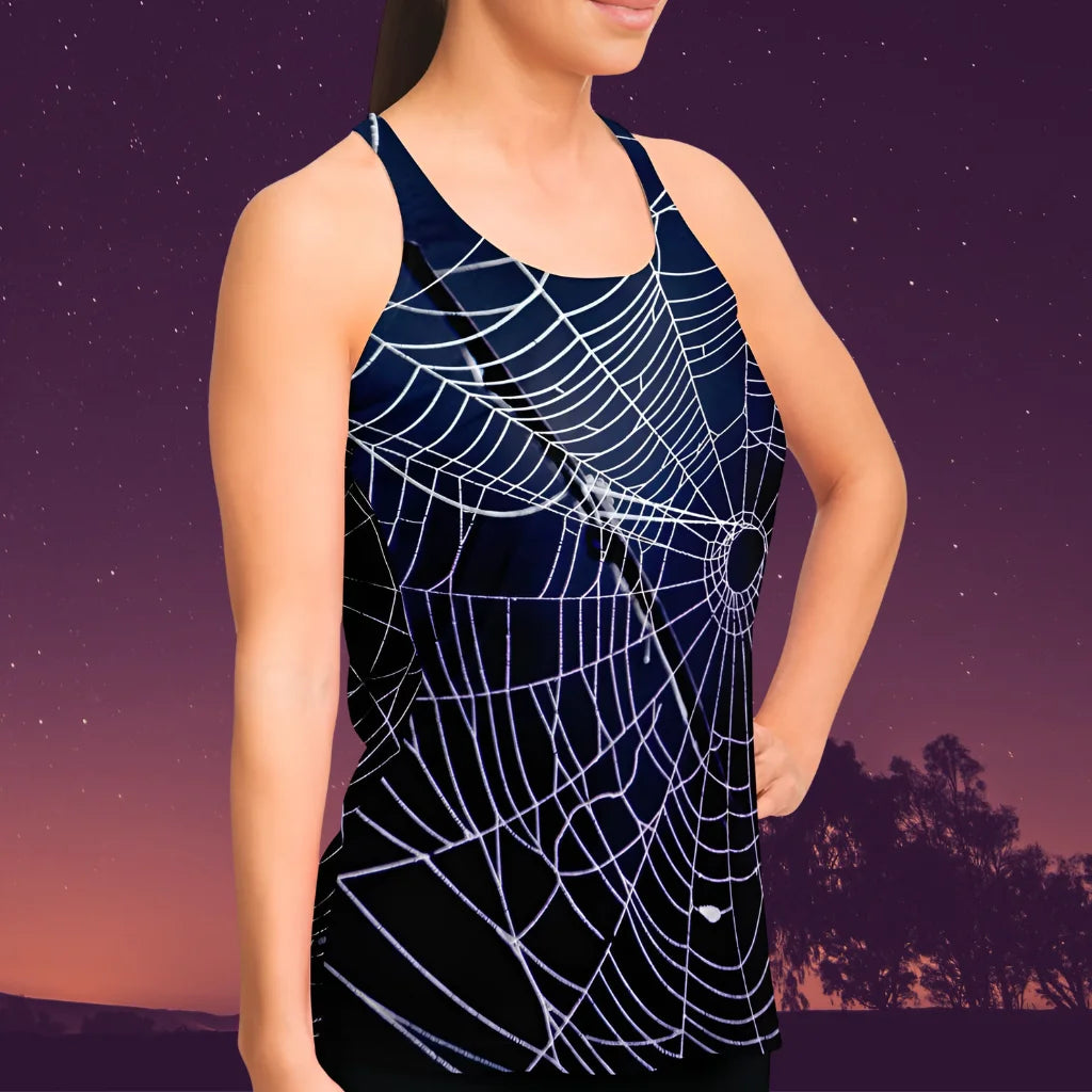 Spider Web Print Racerback Shirt For Yoga Flow