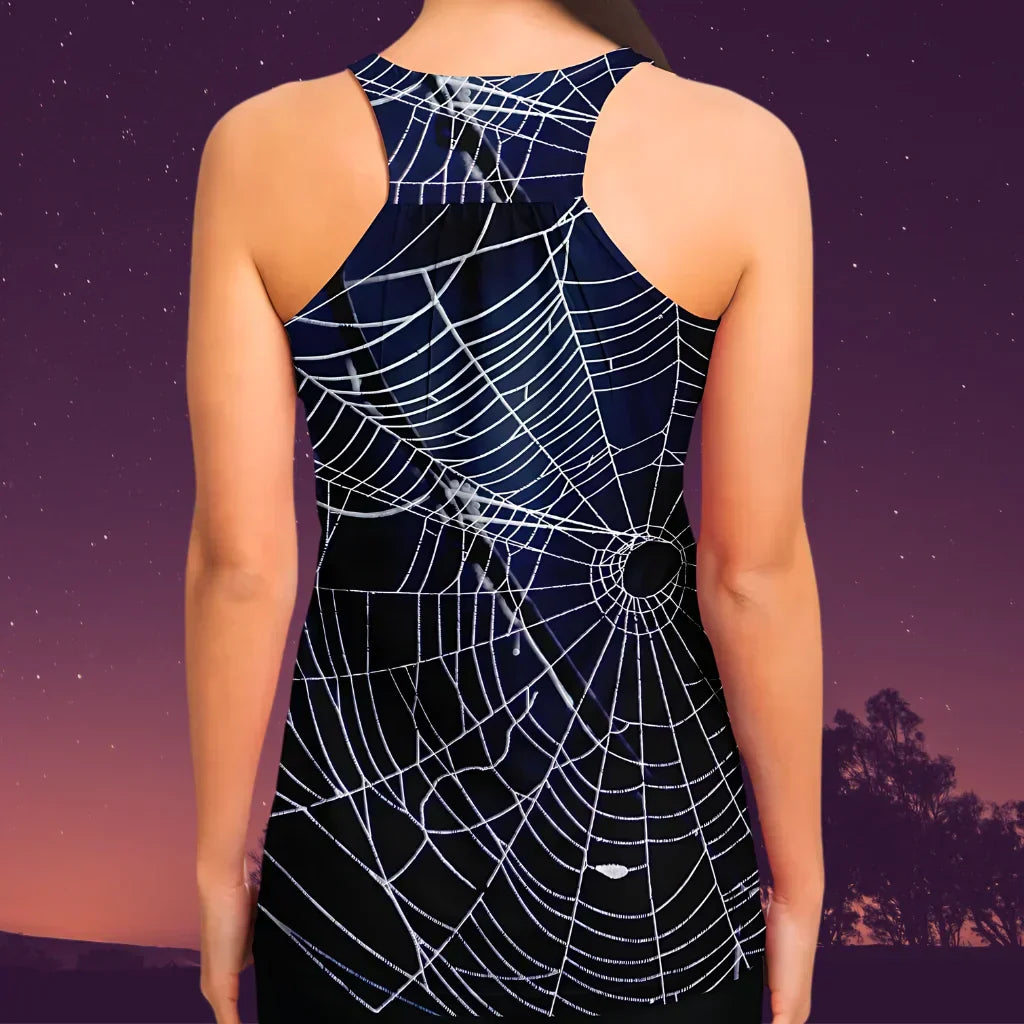 Spider Web Print Racerback Shirt For Yoga Flow