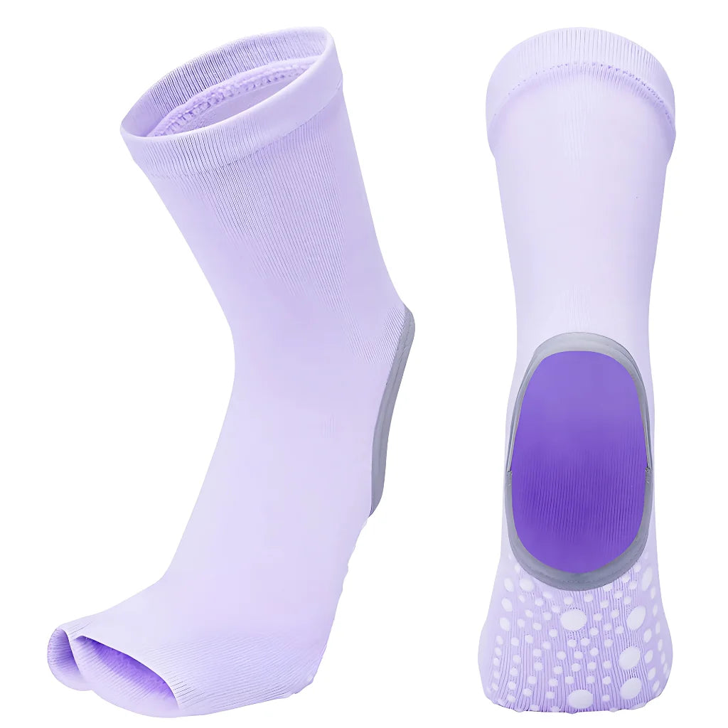 Split Toe Socks For Yoga With Non Slip Grip - Purple / one size