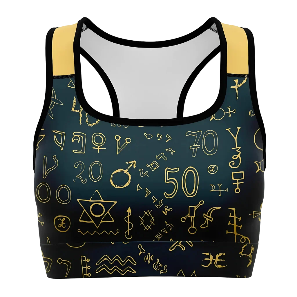 Sport Bra For Yoga With Golden Mystic Symbols - XS