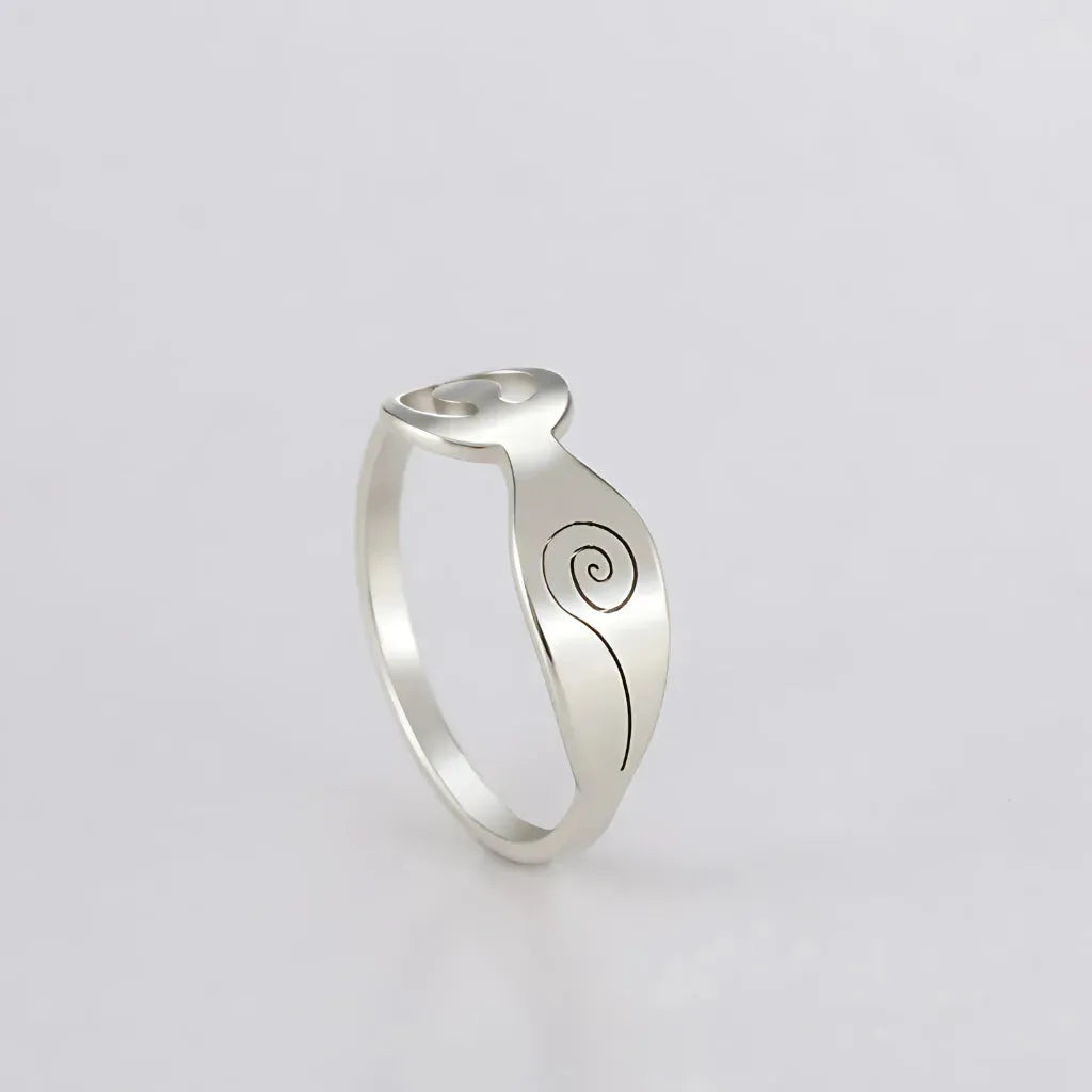 Stainless Steel Thumb Ring With Yoga Pose Detail