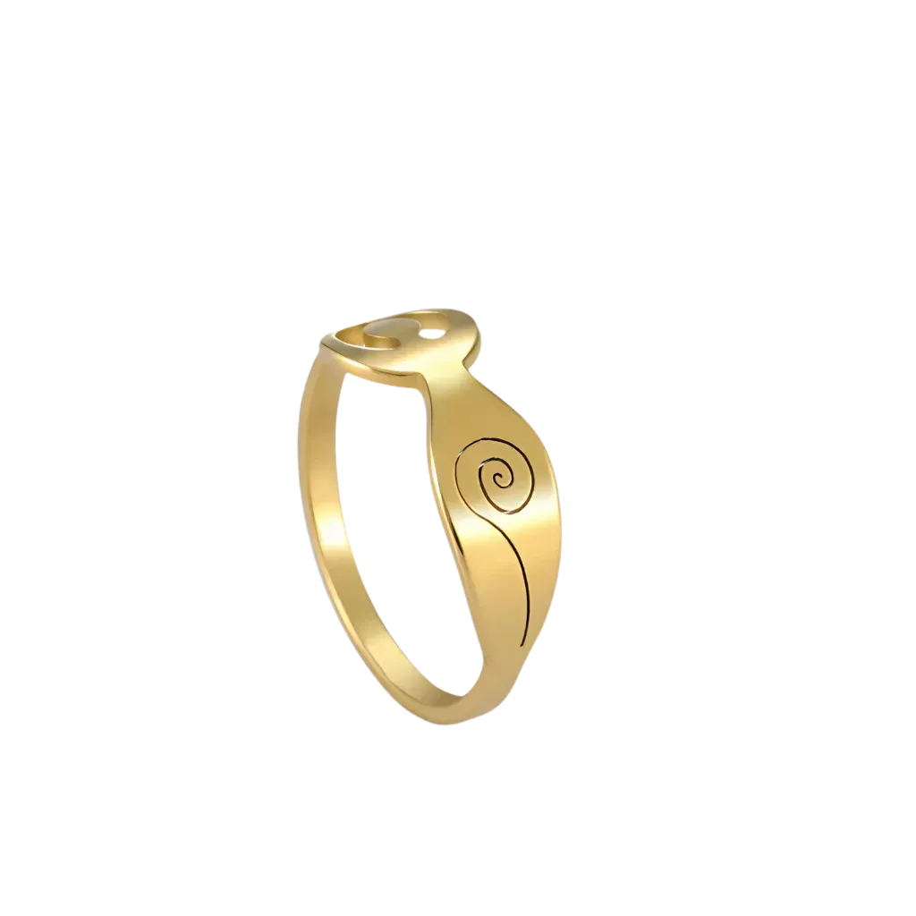 Stainless Steel Thumb Ring With Yoga Pose Detail - Gold / 7