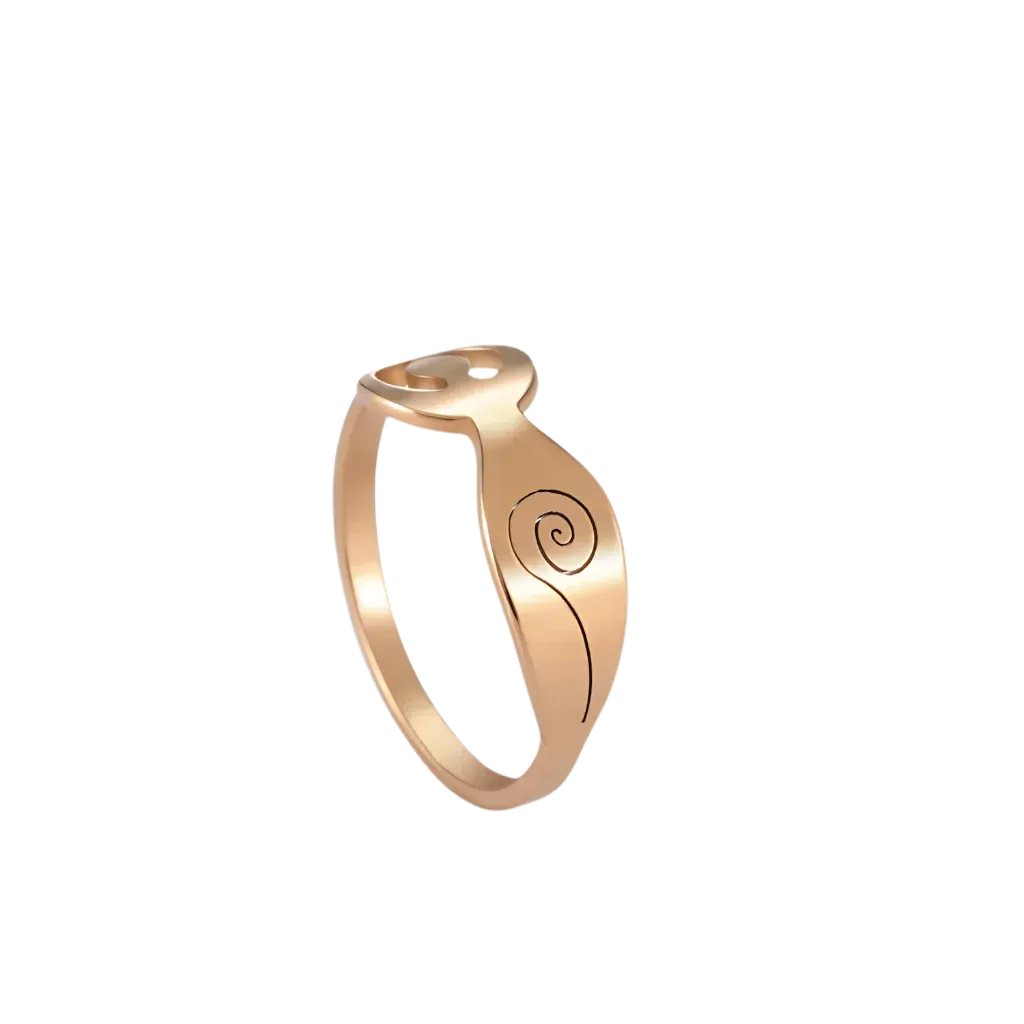 Stainless Steel Thumb Ring With Yoga Pose Detail - Rose Gold / 7