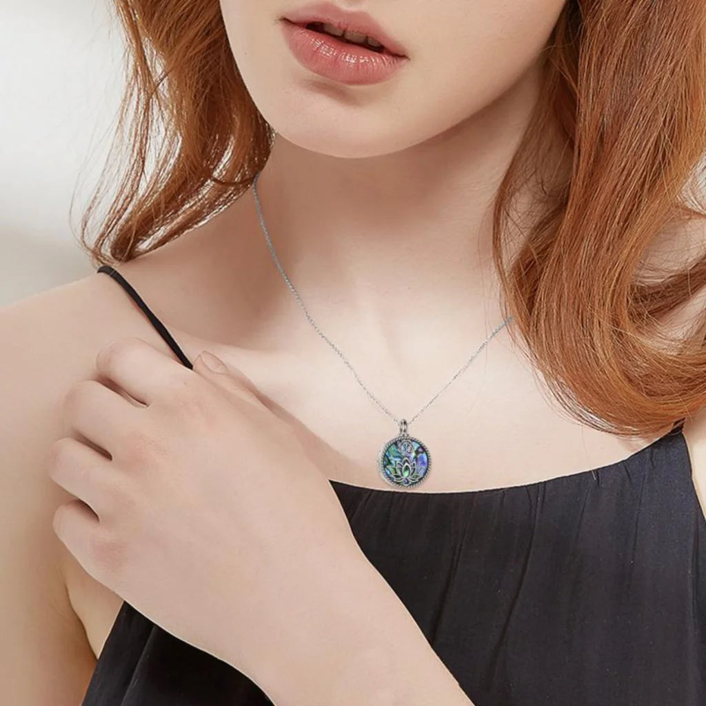 Sterling Silver Om Chain With Lotus Urn Pendant - Silver