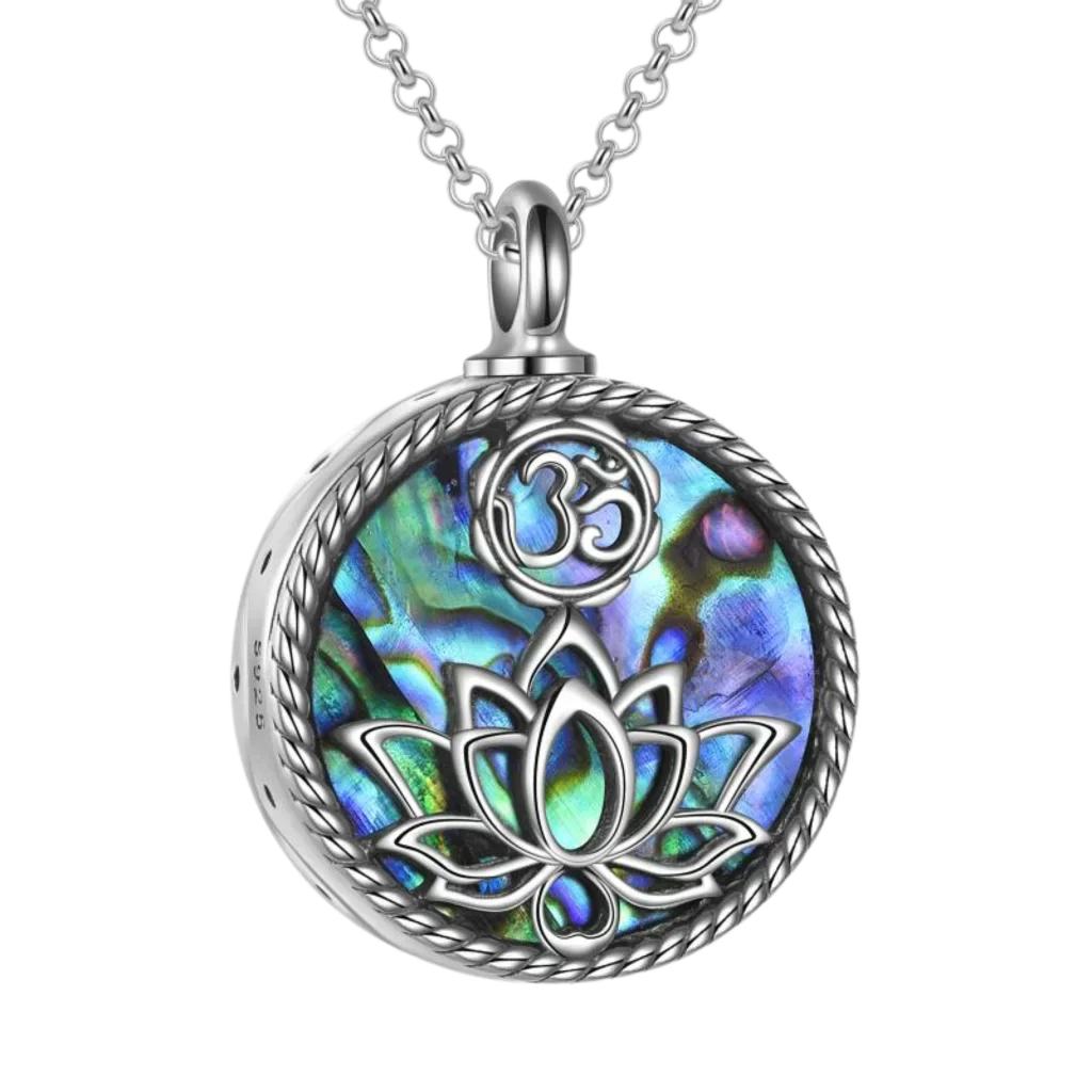 Sterling Silver Om Chain With Lotus Urn Pendant - Silver