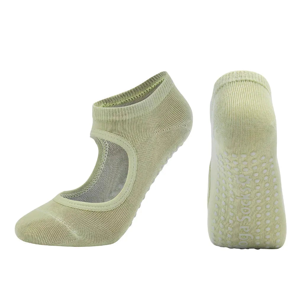 Sticky Socks Barre With Non Slip Grip And Soft Cotton - Green / one size
