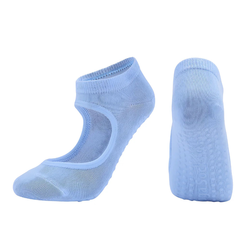 Sticky Socks Barre With Non Slip Grip And Soft Cotton - Light Blue / one size