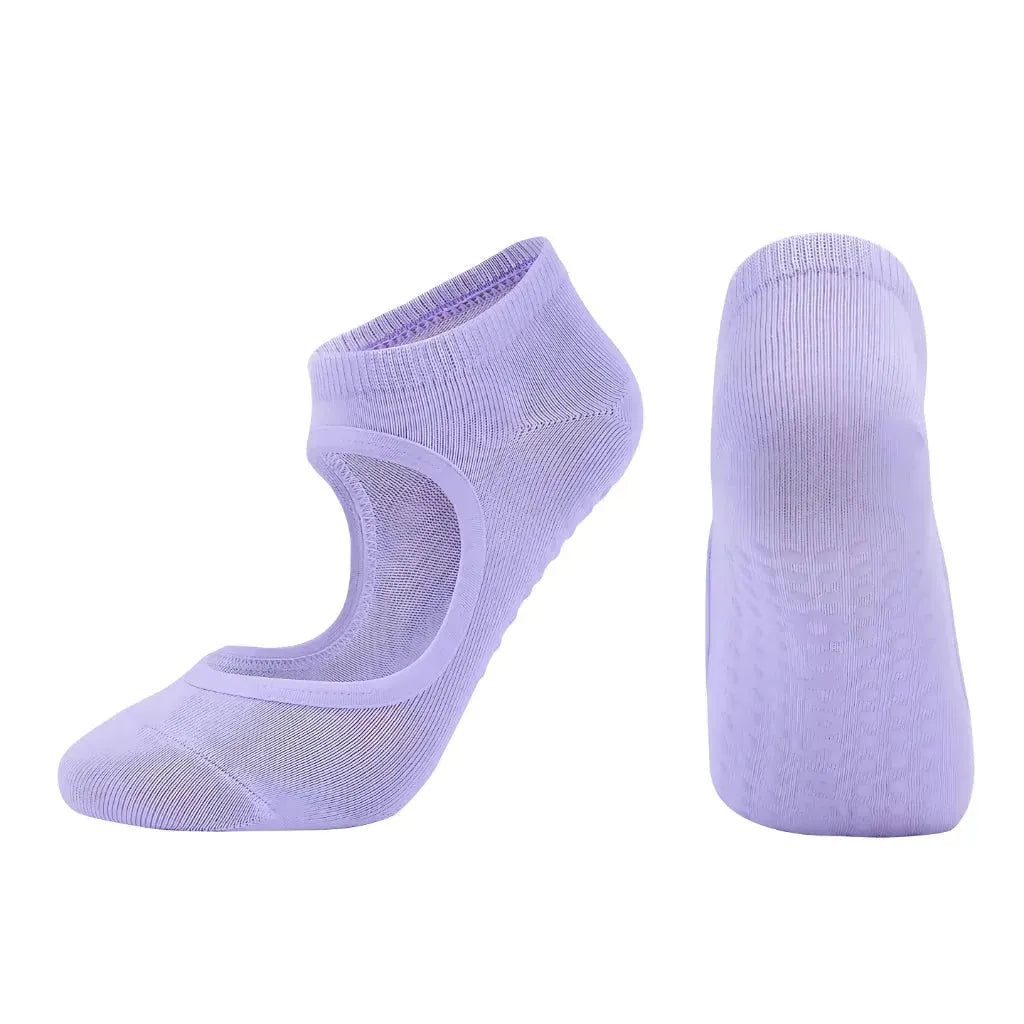 Sticky Socks Barre With Non Slip Grip And Soft Cotton - Purple / one size