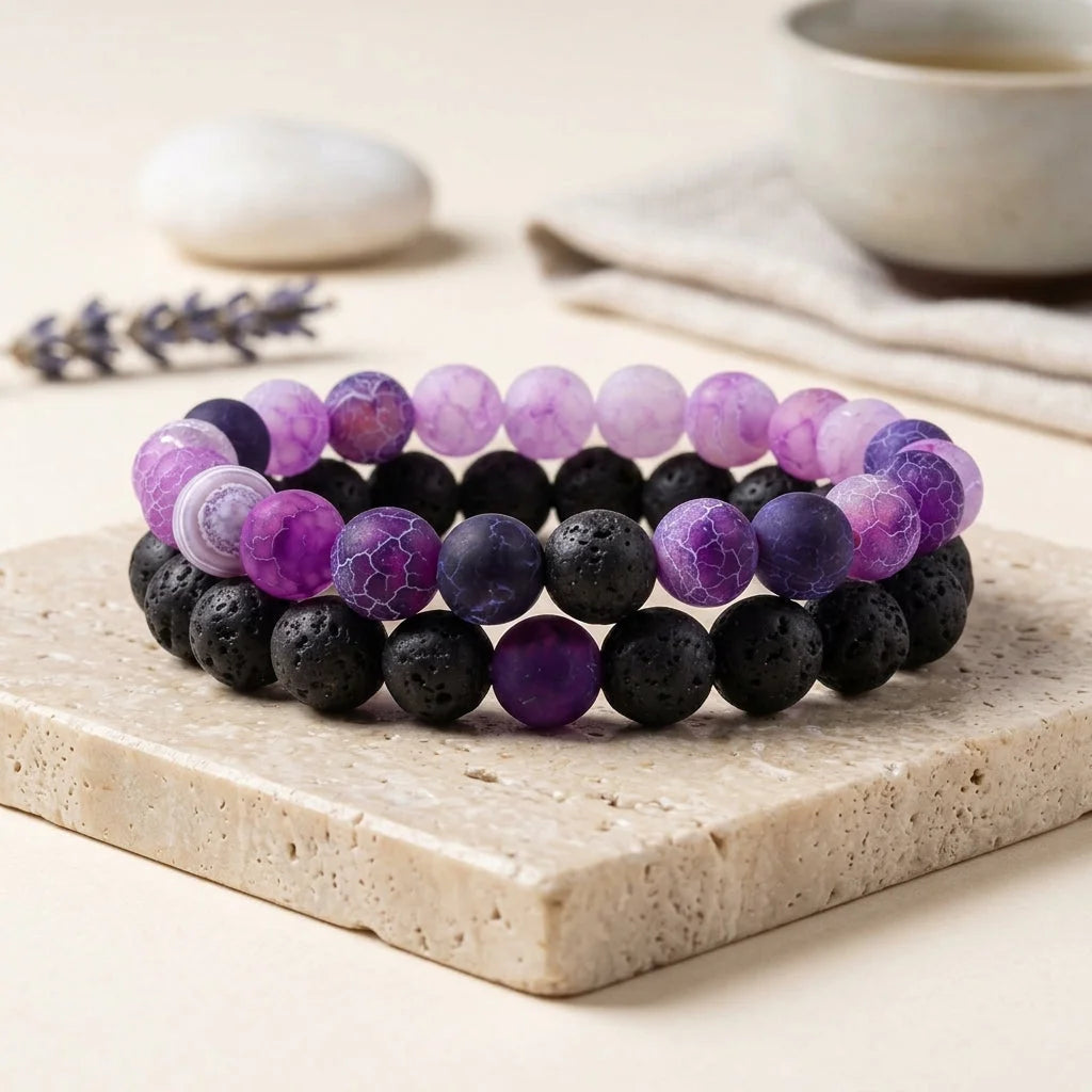 Stone Charm Beaded Bracelet For Couples