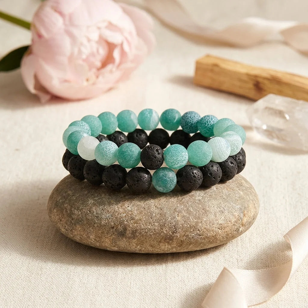 Stone Charm Beaded Bracelet For Couples