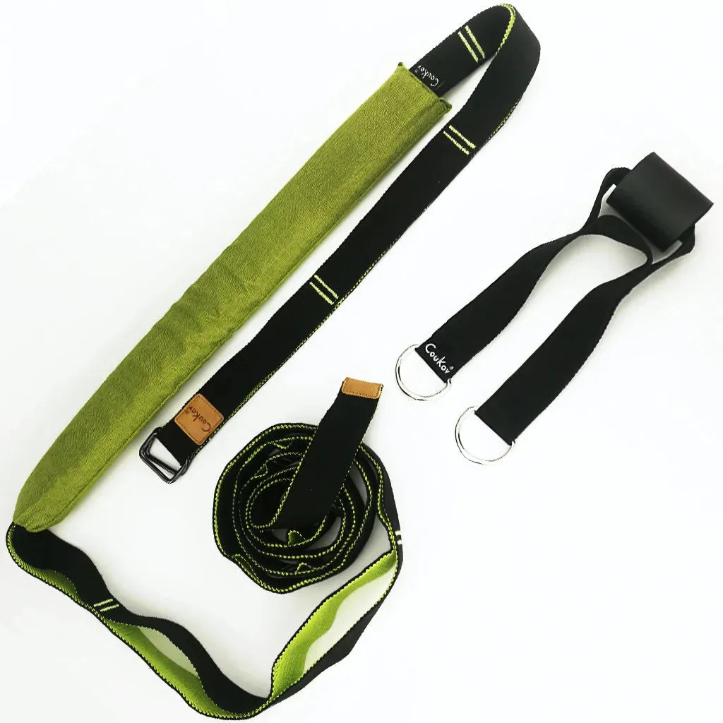 Straps For Stretching With Lumbar And Hand Support - Green 4.0 cm