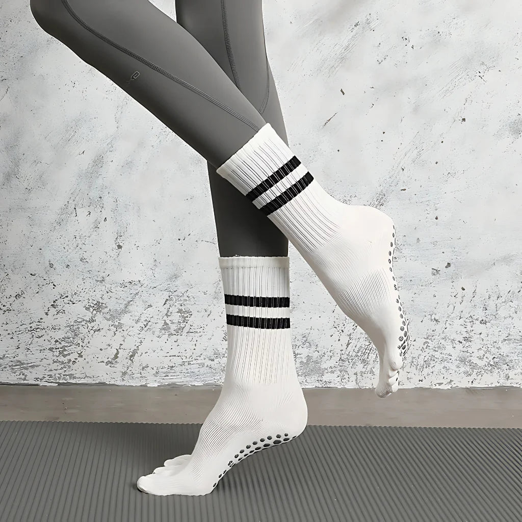 Striped Yoga Socks Toes With Non Slip And Breathable Fit
