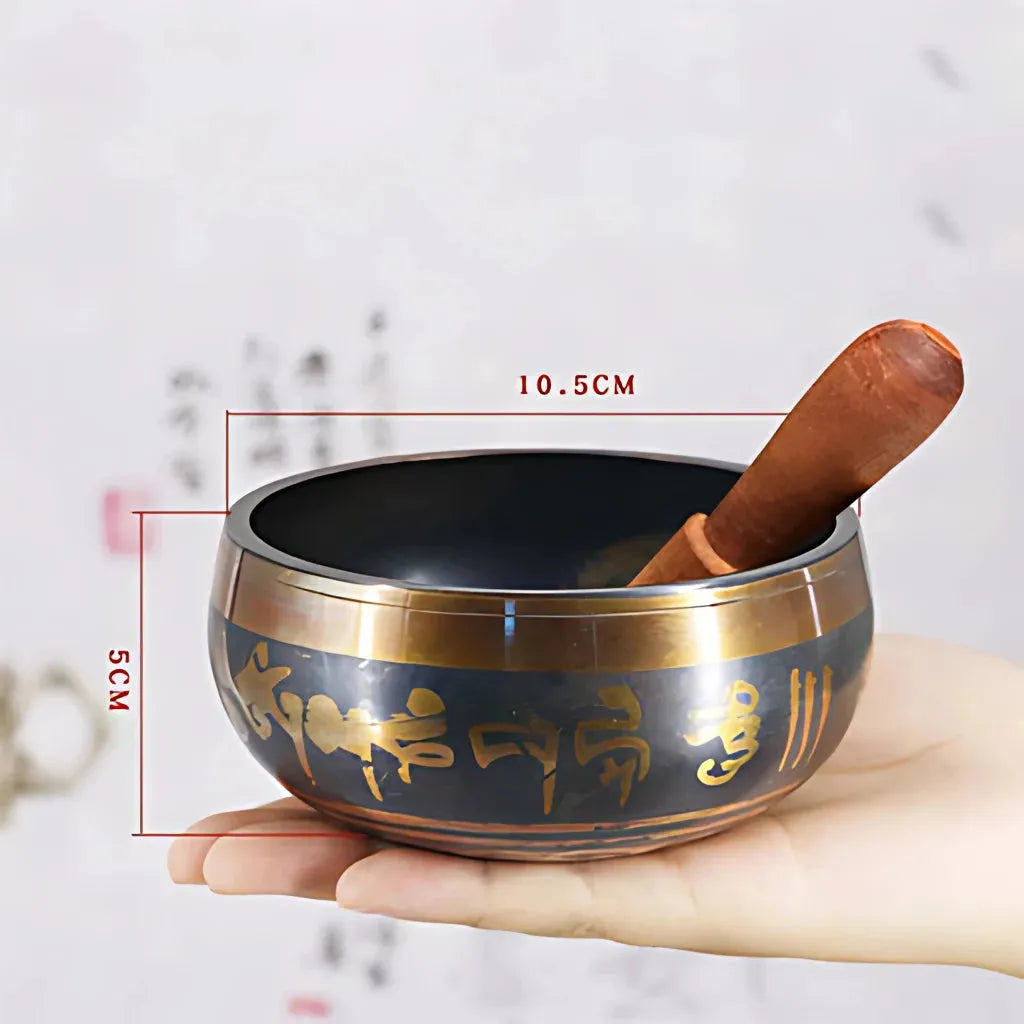 Tibetan Singing Bowls Healing Sound Tool - 10.5 cm(dia) Black