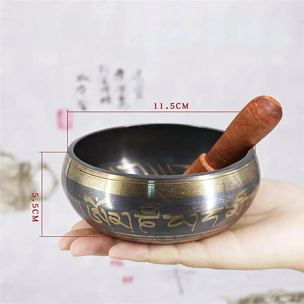 Tibetan Singing Bowls Healing Sound Tool - 11.5 cm(dia) Black