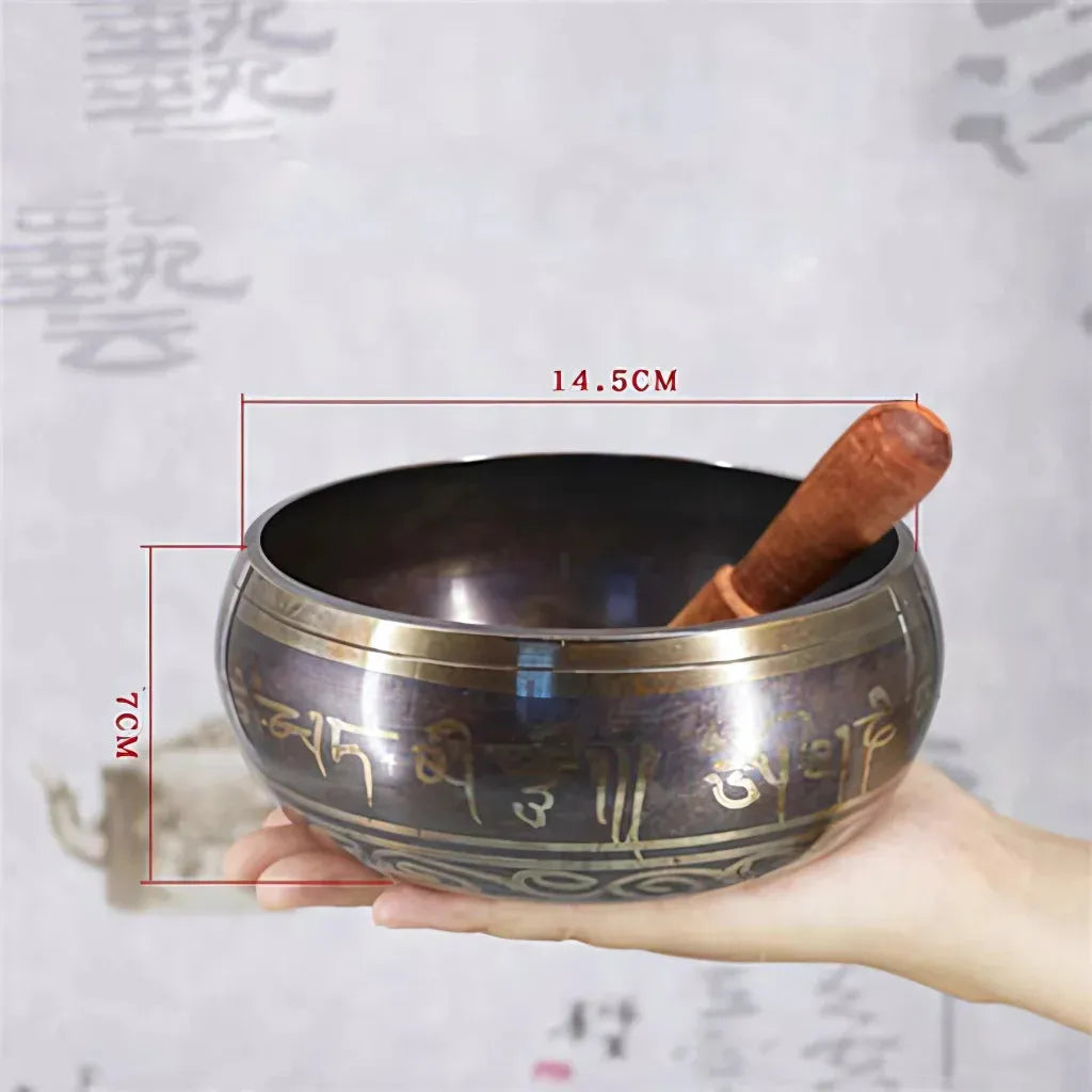 Tibetan Singing Bowls Healing Sound Tool - 14.5 cm(dia) Black