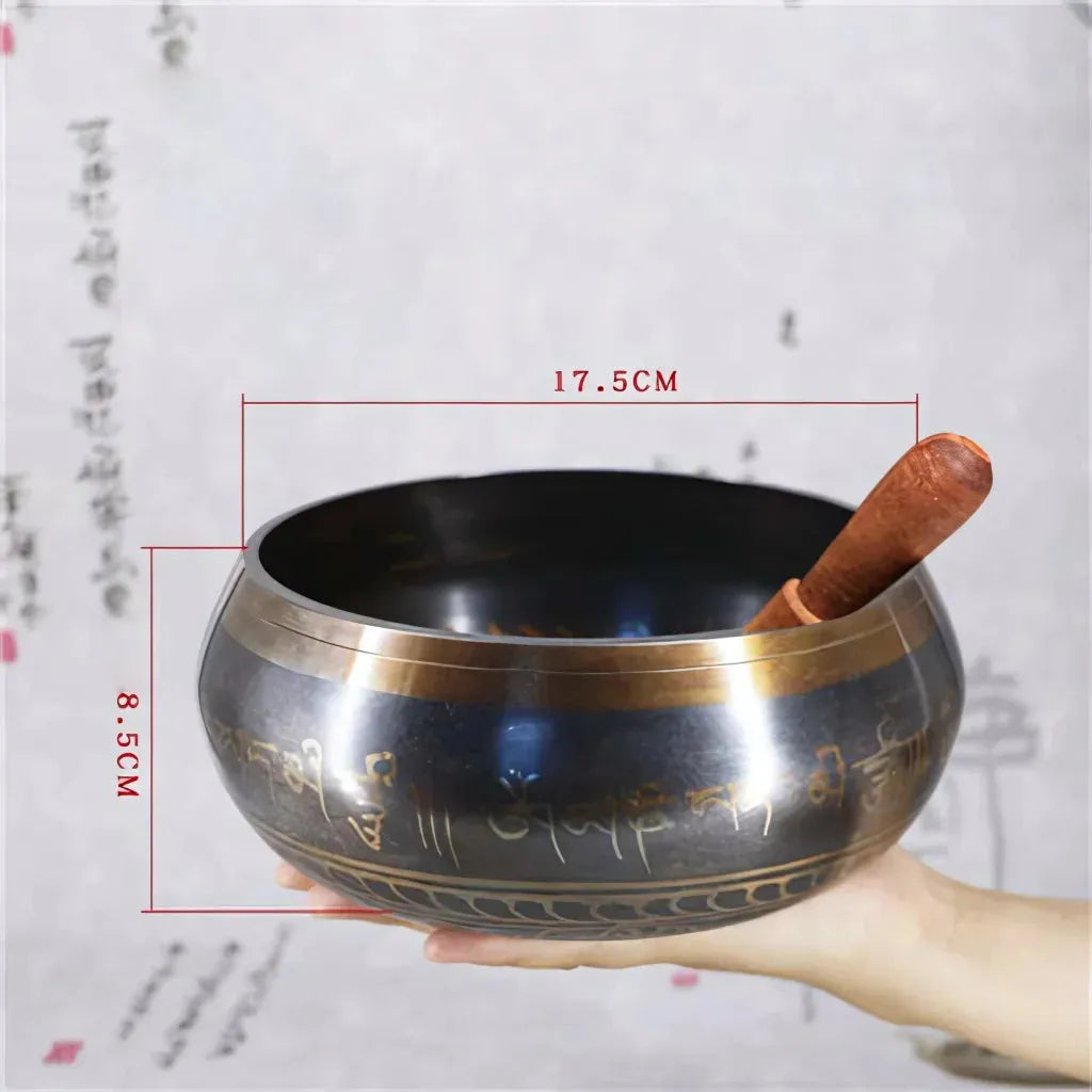 Tibetan Singing Bowls Healing Sound Tool - 17.5 cm(dia) Black