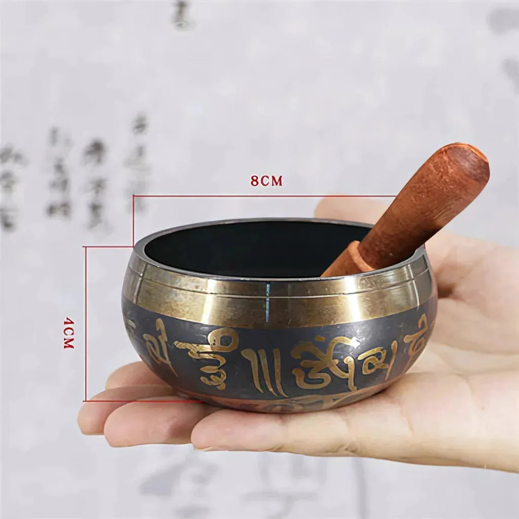 Tibetan Singing Bowls Healing Sound Tool - 8.5 cm(dia) Black